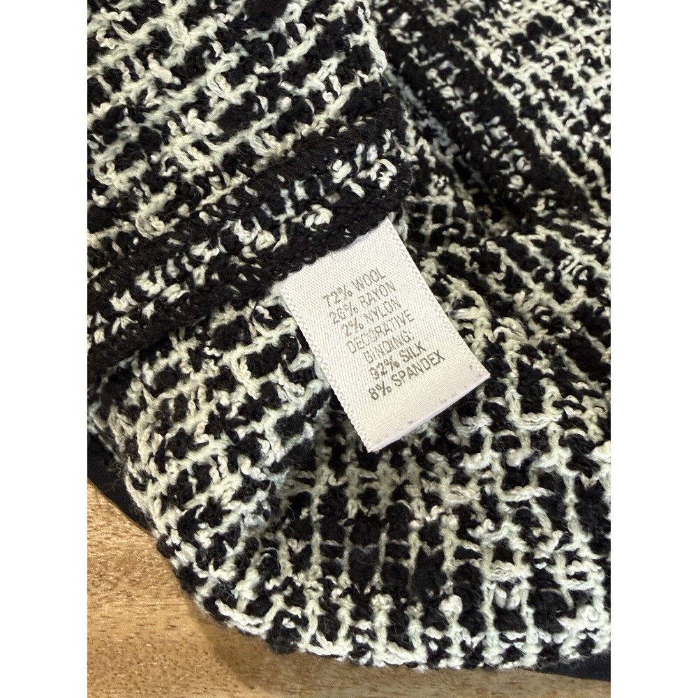 St. John Women's Sz 2 Tweed sheath Knit Dress Black silk trim Back zip ECU lux - Picture 15 of 16